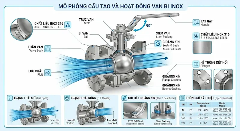 Nguyên lý hoạt động của van inox