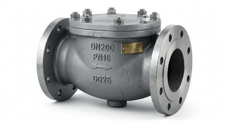 Van một chiều DN200 siêu thực tế, van công nghiệp một chiều với kết nối mặt bích, thân bằng gang chịu lực cao, cách ly bằng khí tinh khiết