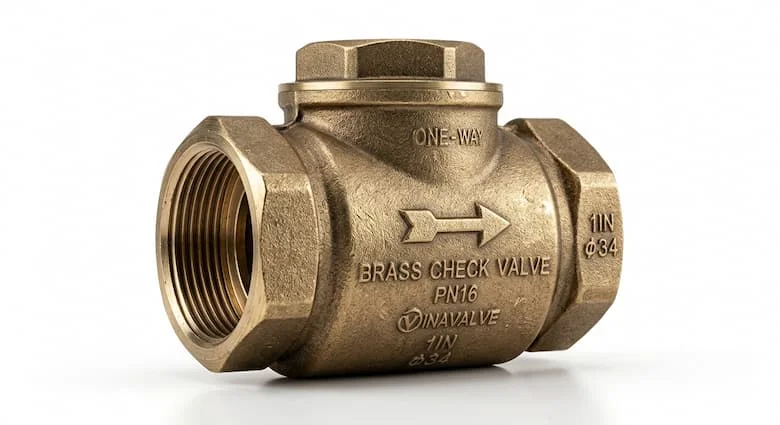 Hình ảnh sản phẩm cực kỳ chân thực về van kiểm tra bằng đồng thau phi 34, van nước một chiều công nghiệp