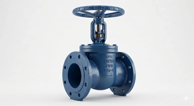 Ảnh sản phẩm van DN160 công nghiệp, kích thước lớn, thân gang sơn epoxy màu xanh, kết nối mặt bích