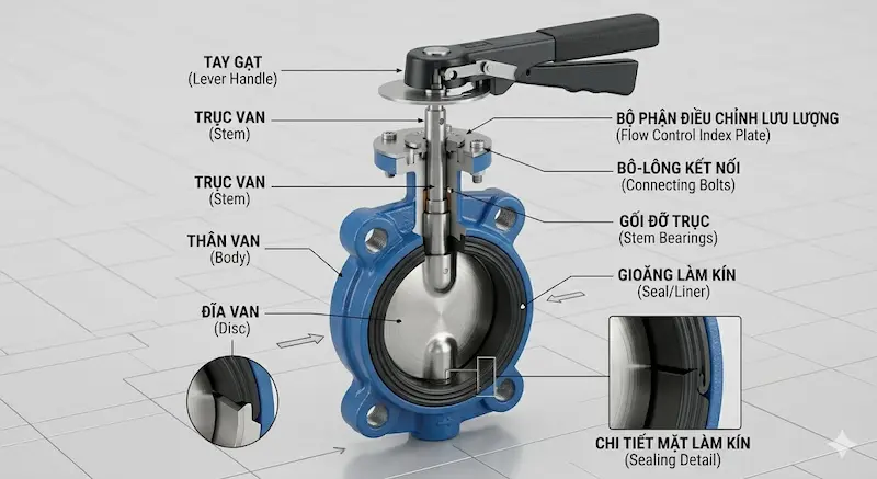 Các thông số kỹ thuật của van bướm