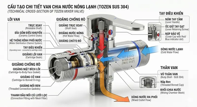 Thông số kỹ thuật van chia nước