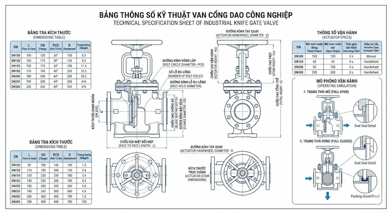 Thông số kỹ thuật quan trọng của van cổng
