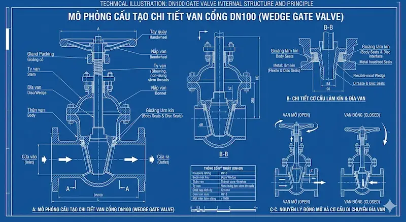 Thông số kỹ thuật quan trọng của van cổng