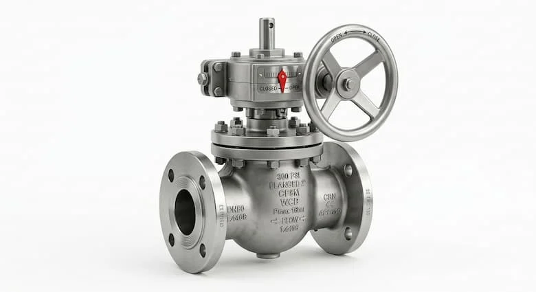 Van điều chỉnh lưu lượng nước công nghiệp bằng inox, chụp sản phẩm nền trắng, cấu trúc cơ khí chi tiết