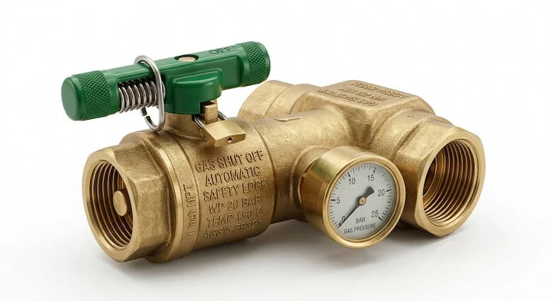 Van khóa khí tự động thực tế làm bằng đồng thau với cơ chế khóa an toàn