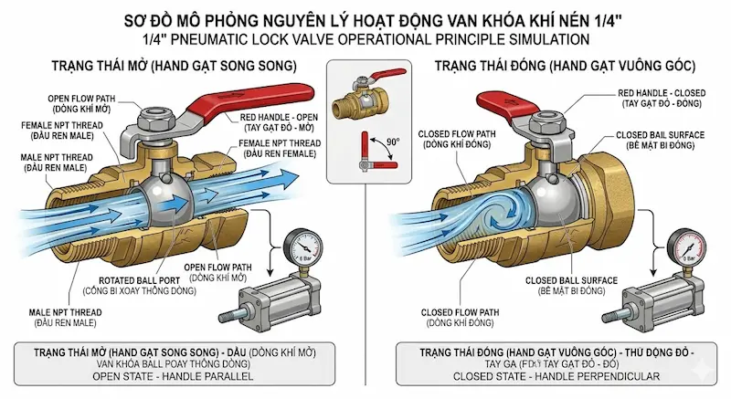 Nguyên lý hoạt động của van khóa khí nén