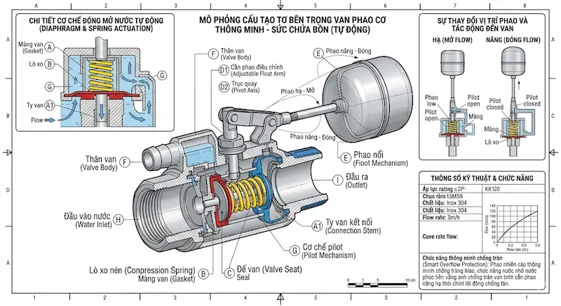 Thông số kỹ thuật quan trọng của van phao cơ