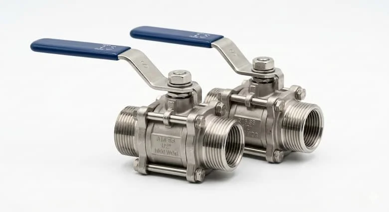 Ảnh sản phẩm độ phân giải cao của van thép không gỉ 1/2 inch được sử dụng trong hệ thống nước và khí nén công nghiệp