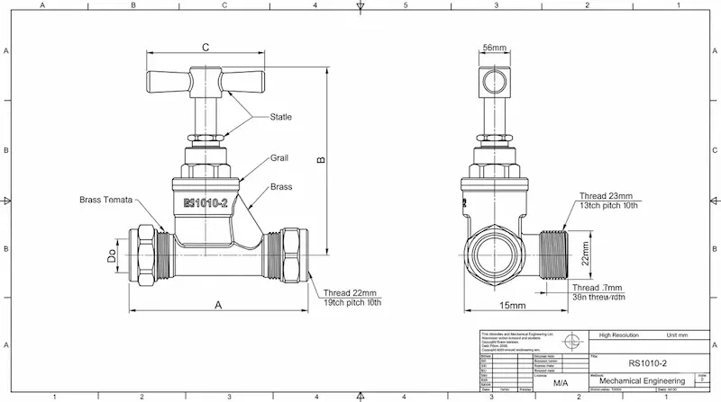 Thông số kỹ thuật van chặn nước