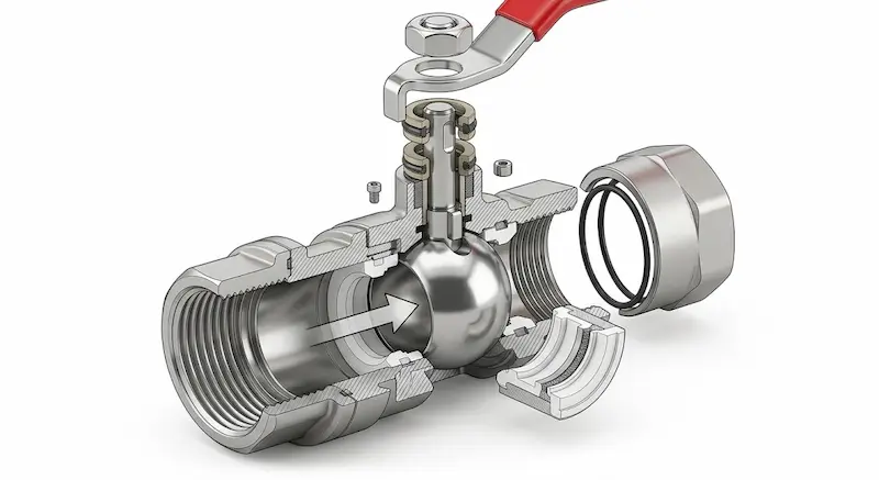 Cấu tạo kỹ thuật bên trong của van bi dn15