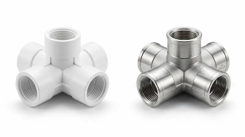 Cận cảnh cấu tạo đầu nối ống nước hình chữ t