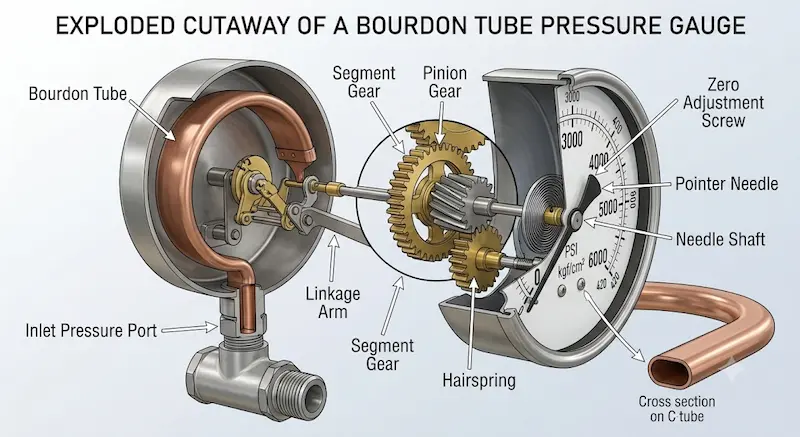 Nguyên lý hoạt động của đồng hồ áp suất