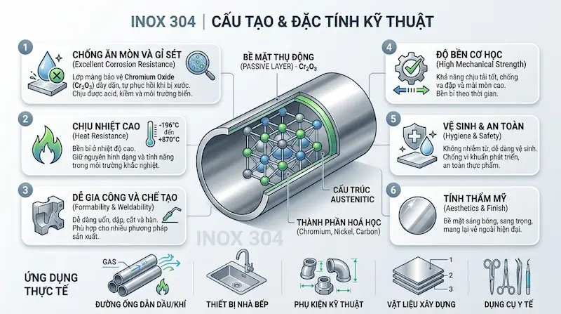 Thông số kỹ thuạt quan trọng của inox 304