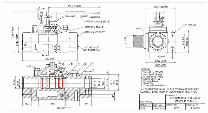 Thông số kỹ thuật của van chặn khí