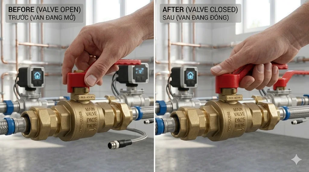 Quy trình vận hành đóng mở van khóa nước tổng