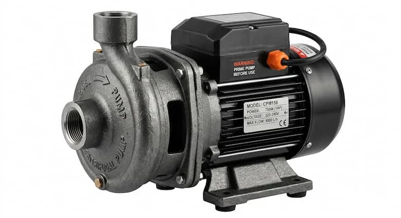 Máy bơm nước 750W, máy bơm nước điện 1HP, máy bơm nước ly tâm hiện đại với vỏ gang, hình ảnh sản phẩm công nghiệp