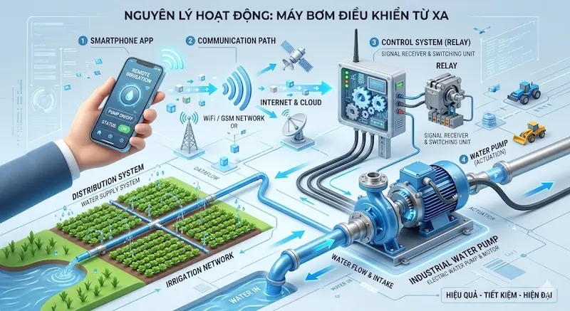 Nguyên lý hoạt động của máy bơm nước từ động