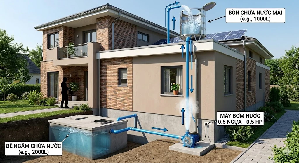 Ứng dụng khi lắp đặt máy bơm nước