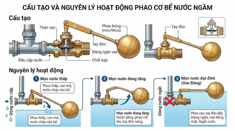 Giới thiệu cấu tạo và nguyên lý hoạt động của van phao cơ