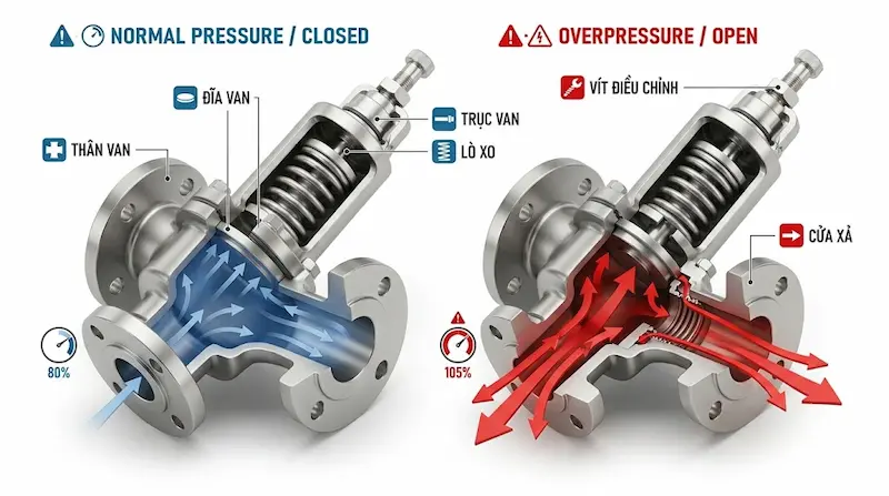 Nguyên lý cấu tạo của Pressure Safety Valve