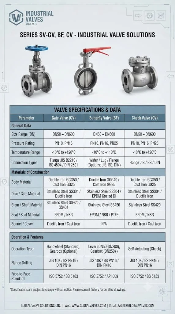 Thông số kỹ thuật quan trọng của van shinyi