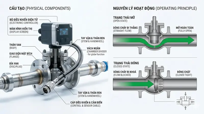 Cấu tạo và nguyên lý hoạt động của van dòng thẳng