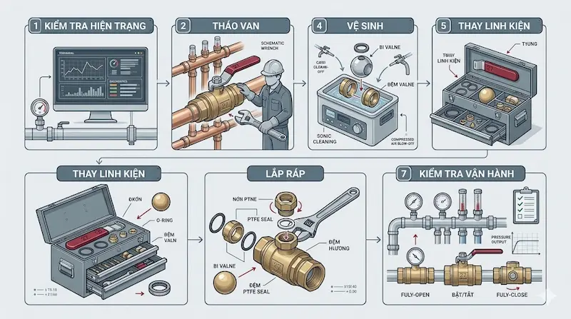 Quy trình sửa chữa van nước công nghiệp chuẩn kỹ thuật
