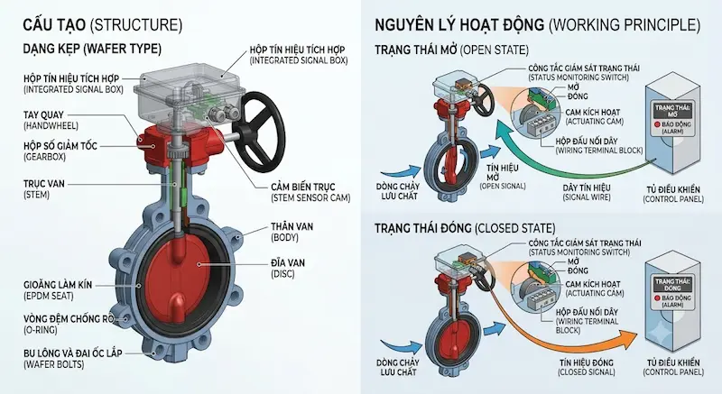 Cấu tạo và nguyên lý hoạt động của van bướm