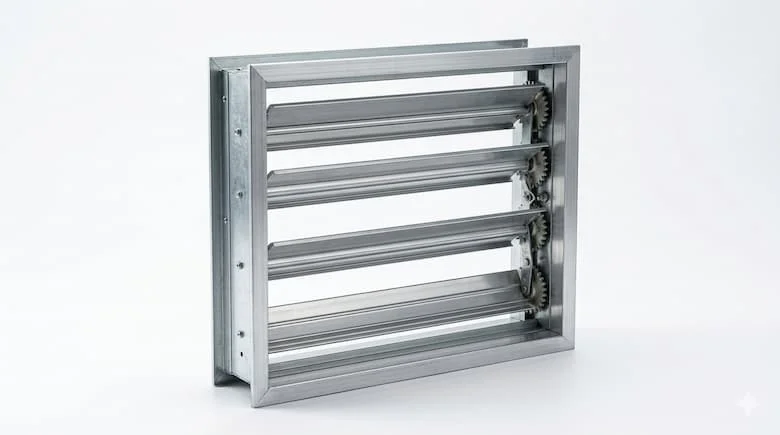 hình ảnh trực quan thực tế của một van điều tiết OBD được lắp đặt trong một phần ống dẫn khí đơn giản.