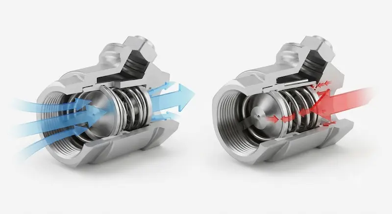 Cấu tạo và nguyên lý hoạt động bên trong của van 1 chiều