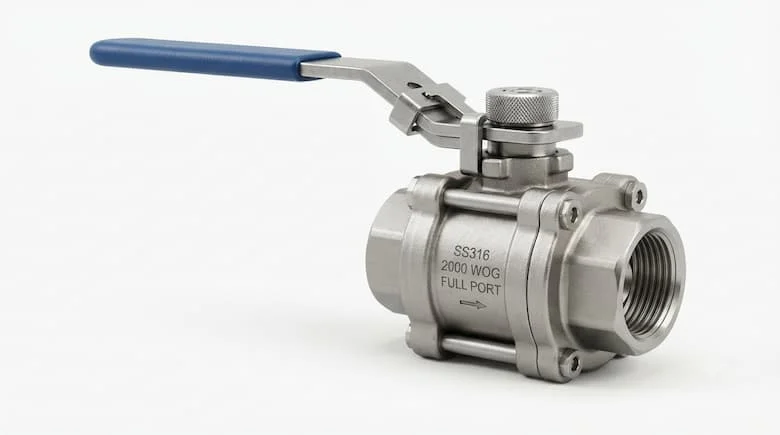 Van bi áp suất cao công nghiệp cao cấp 2000 PSI được làm bằng thép không gỉ 316 rèn, có thiết kế toàn cổng, kết nối ren NPT, thân van chịu lực cao, trục chống nổ, gioăng PTFE