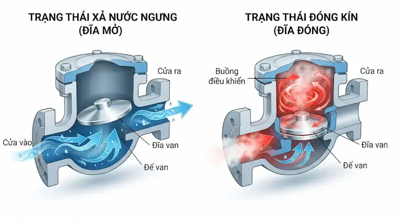 Nguyên lý hoạt động của Disc Steam Trap