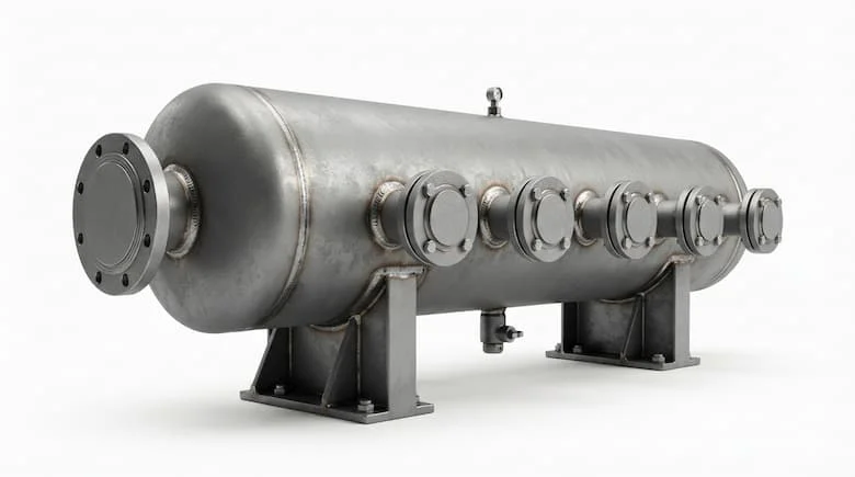 Ống góp hơi nước công nghiệp cao cấp (ống phân phối hơi nước) làm bằng thép carbon với nhiều đầu ra mặt bích và một đầu vào lớn