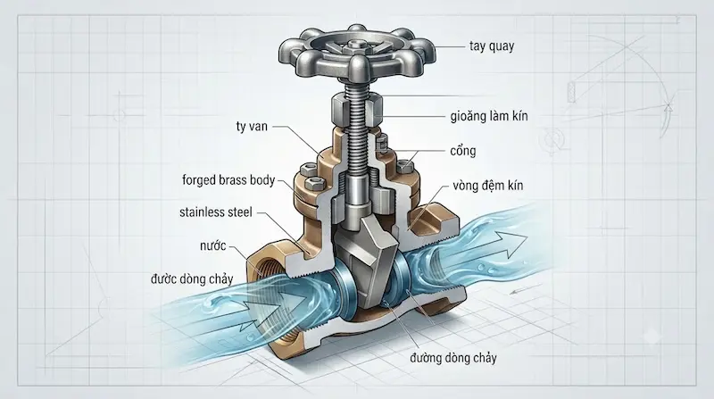 Nguyên lý hoạt động của van cổng
