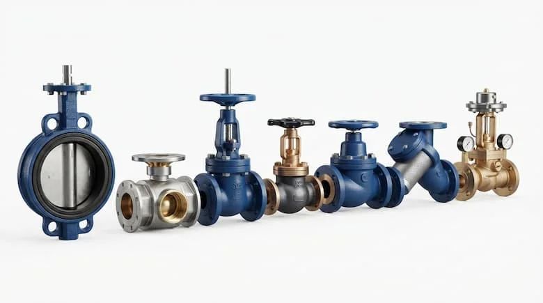 Bộ sưu tập cao cấp các van công nghiệp lấy cảm hứng từ sản phẩm GetValve, bao gồm van bướm, van bi, van cổng, van cầu, van một chiều, bộ lọc chữ Y và van điều khiển