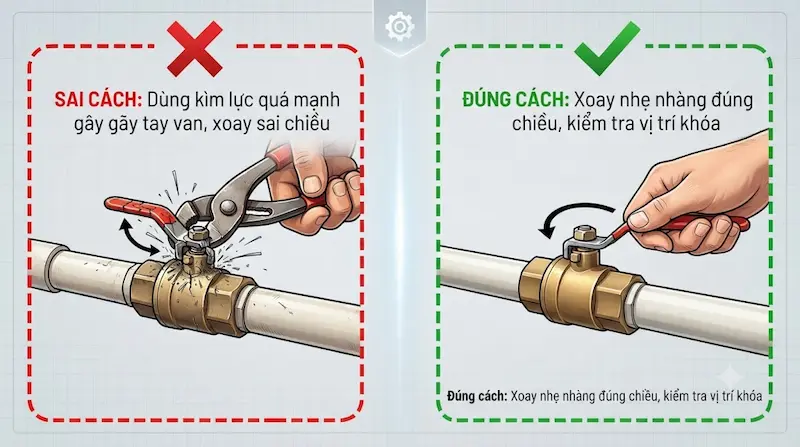 Cách đóng mở van khóa nước phổ biến