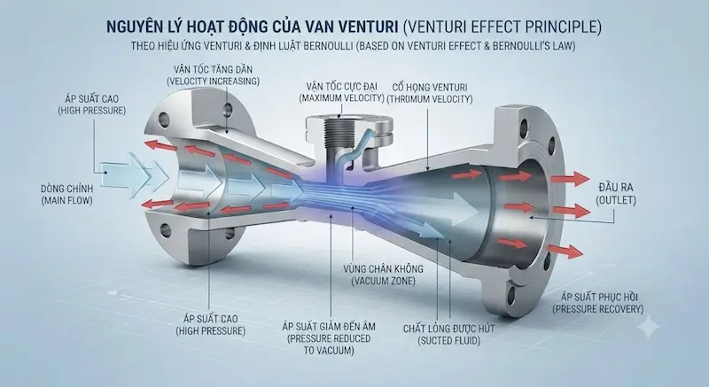 Nguyên lý hoạt động của van venturi
