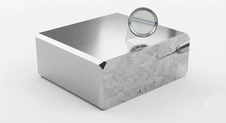 hình ảnh trực quan 3D cận cảnh chi tiết cao về bề mặt và cấu trúc bên trong của thép không gỉ
