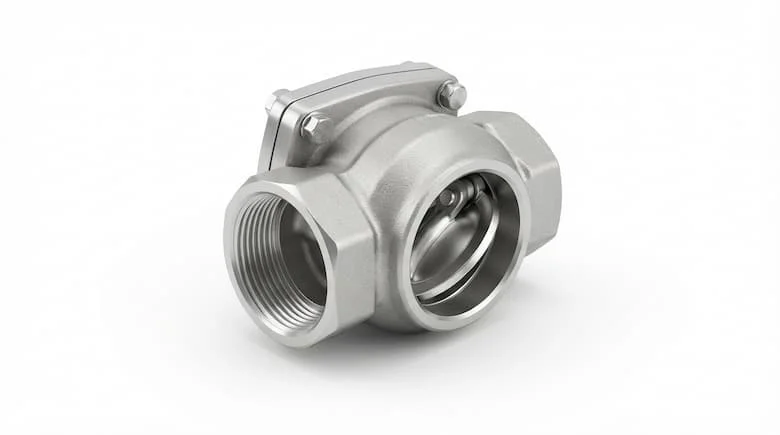hình ảnh sản phẩm chân thực của một van một chiều kiểu xoay 1 inch (DN25) được hiển thị trên nền trắng sạch.