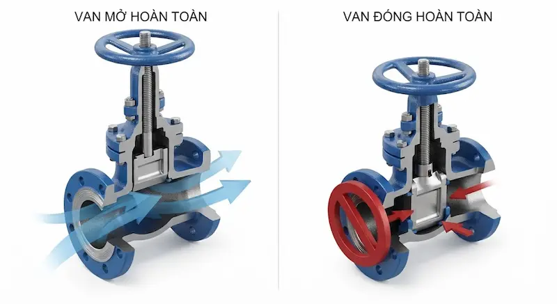 Nguyên lý vận hành đóng mở của van công nghiệp