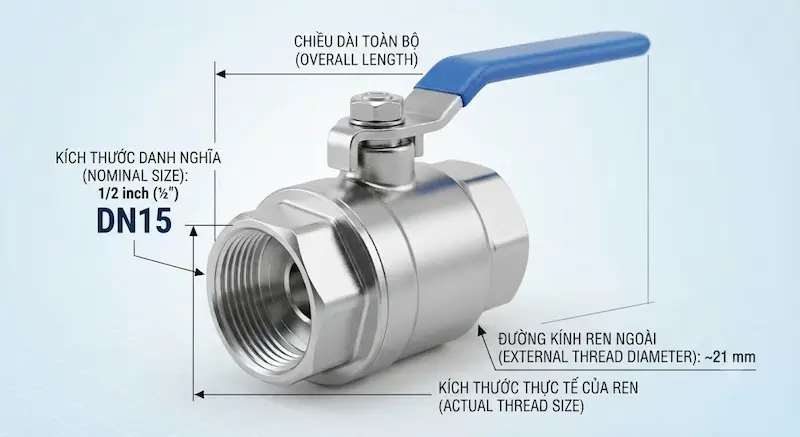Thông số kỹ thuật quan trọng của van 1 2