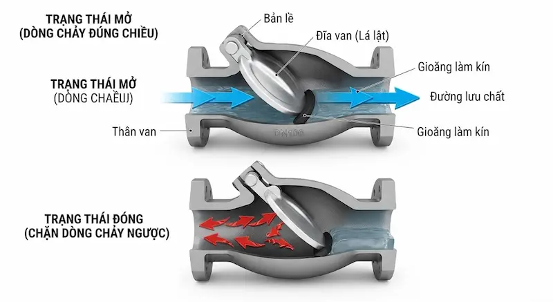 Nguyên lý hoạt động của van 1 chiều