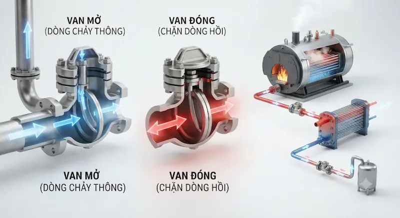 Nguyên lý hoạt động van một chiều hơi