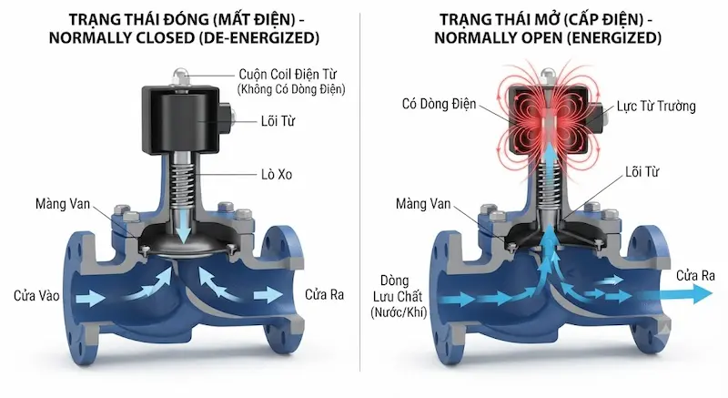 Nguyên lý vận hành của van điện từ