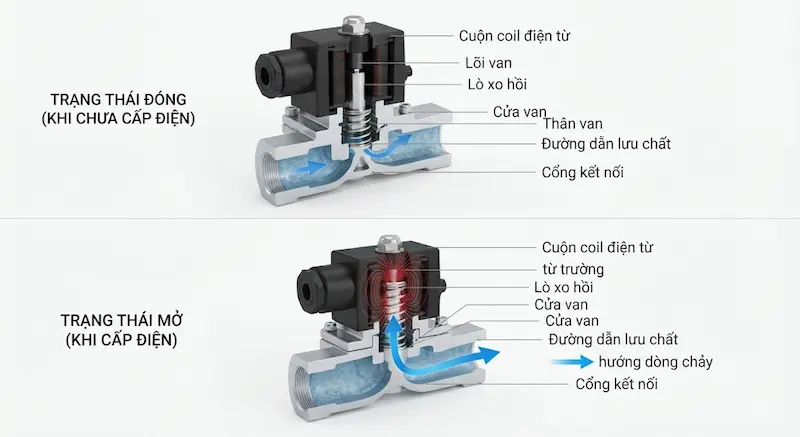 Nguyên lý vận hành của van điện từ