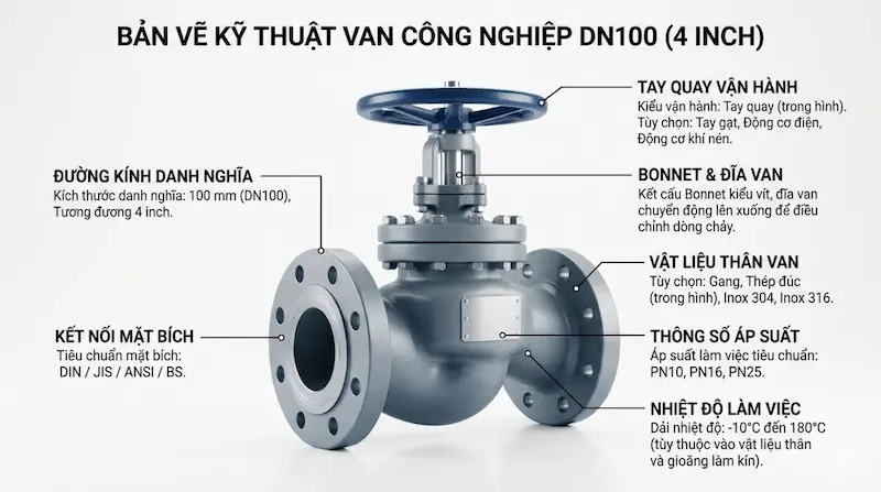 Thông số kỹ thuật quan trọng của van công nghiệp