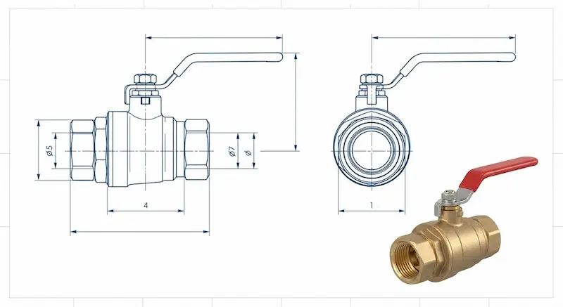 Bản vẽ kỹ thuật chuẩn kích thước của van khóa nước