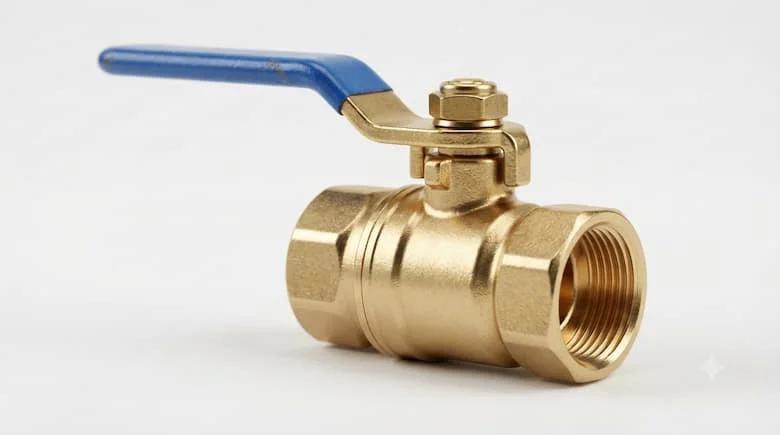 Van khóa DN15 cao cấp (1/2 inch) làm bằng đồng thau rèn với tay cầm cần gạt màu xanh lam, kết nối ren trong BSP, thân bằng đồng thau