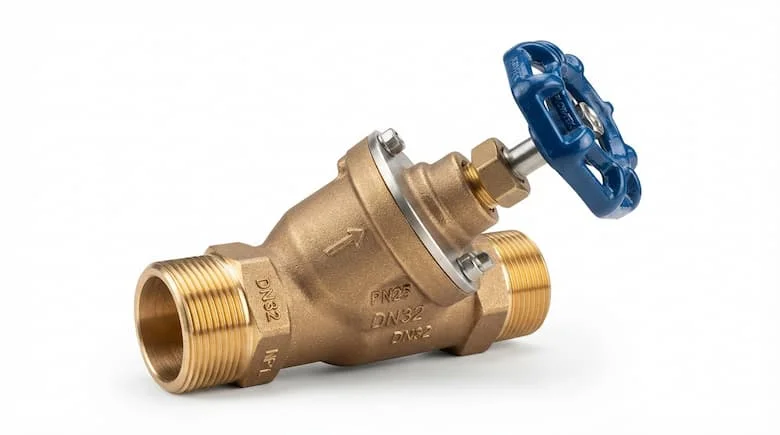 Ảnh sản phẩm độ phân giải cao của van khóa DN32 (van DN32), được làm bằng đồng thau và thép không gỉ